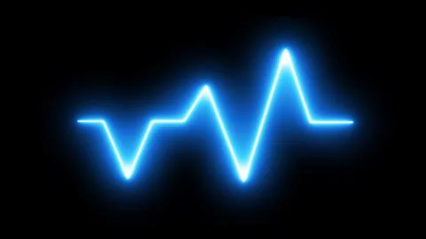 Blue heart rate pulse wave on isolated black background. Heartbeat pulsatio.. Stock Illustration