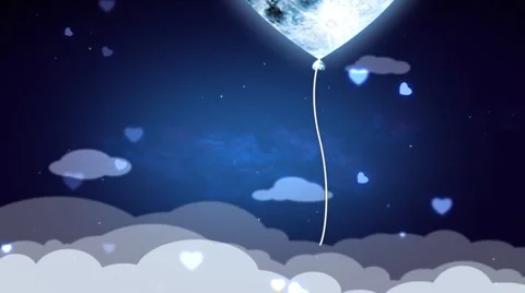 Blue Heart Shape Balloon Flying Stock Footage 1056017