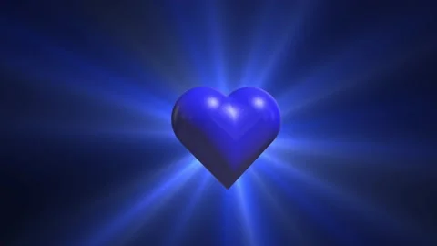 Blue heart shape, blue background. Abstract monochrome animation, 3d render. Video stock 234147899