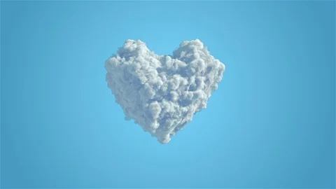 Blue Heart Shape Cloud On A Solid Blue Background 스톡 동영상 122688631