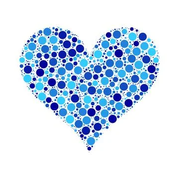Blue heart shape with dots circle fill Stock Illustration