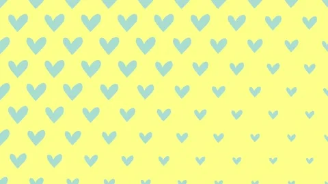 Blue Heart Shapes Transition Pattern on Yellow Background Stock-Footage 336713631