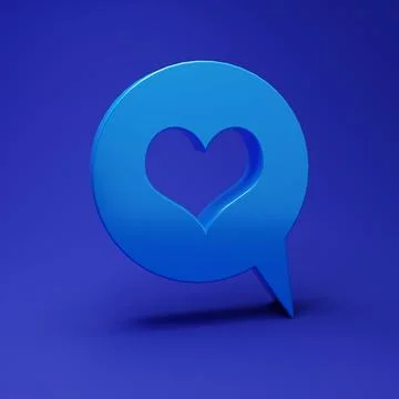 Blue Heart in speech bubble icon isolated on blue background. Heart shape i.. Stock Illustration