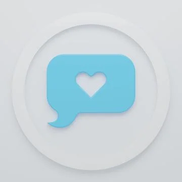 Blue Heart in speech bubble icon isolated on white background. Happy Valent.. Stock Illustration