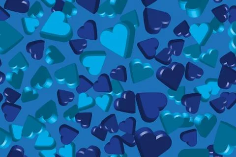 Blue Hearts on Blue Seamless Pattern Illustration Stock-Illustration