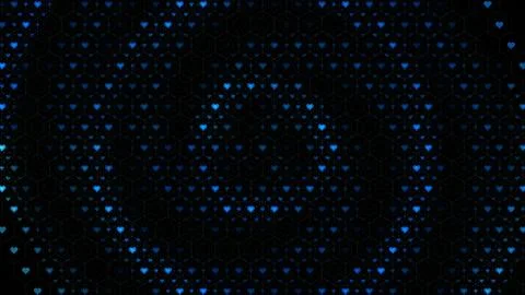 Blue hearts create a pattern in a dark background Illustrazione stock