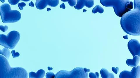 Blue hearts floating on background. 3d render Stock Illustration