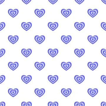 Blue hearts geometric pattern seamless background texture Illustrazione stock