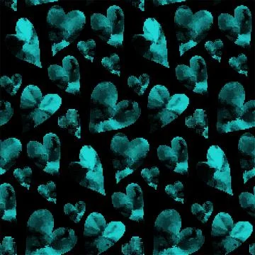 Blue hearts seamless pattern Stock Illustration
