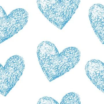 Blue hearts seamless pattern. Illustrazione stock