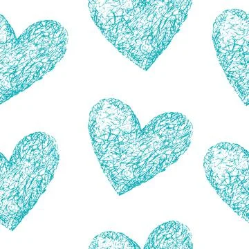 Blue hearts seamless pattern. Stock Illustration