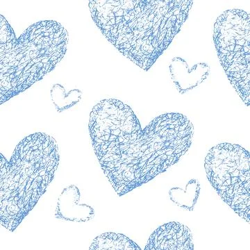 Blue hearts seamless pattern. Stock Illustration
