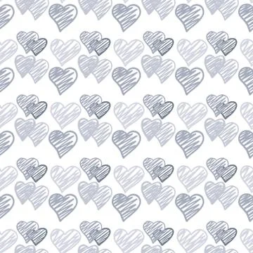 Blue hearts seamless pattern on white background. 14 february wallpaper. Stock Illustration
