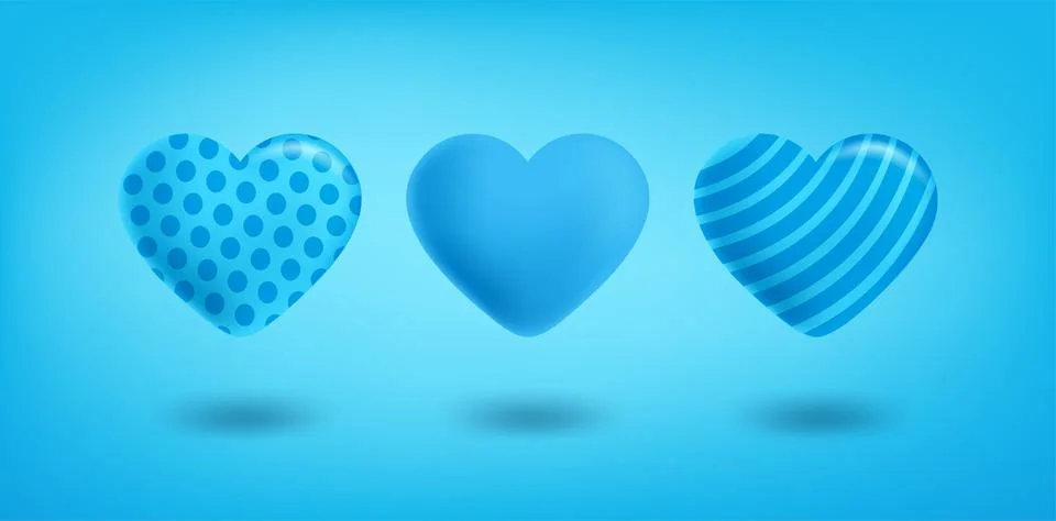Blue hearts set. 3D vector illustration Stock-Illustration