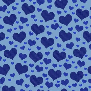 Blue Hearts Tile Pattern Repeat Background Stock Illustration