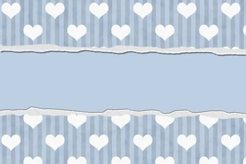 Blue hearts torn background for your message or invitation Stock Illustration