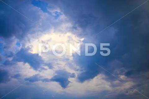 Blue heavenly landscape with clouds Stock Photos