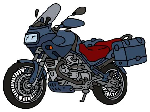 Blue heavy motorcycle Stock Illustration