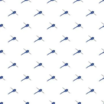 Blue helicopter flying pattern on white background Stock Illustration