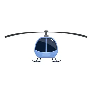 Blue helicopter flying in the sky, front view cartoon illustration Illustrazione stock
