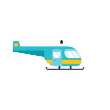 Blue helicopter hovering with skids extended flat vector icon Stock Illustration