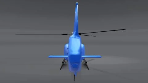 Blue helicopter isolated on the gray background. 3d illustration. Illustrazione stock