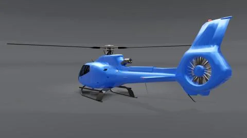 Blue helicopter isolated on the gray background. 3d illustration. Stock-Illustration