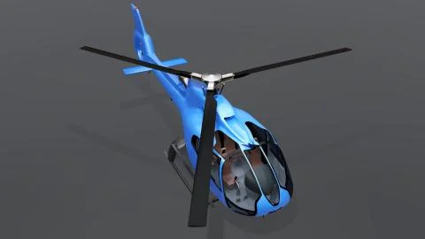 Blue helicopter isolated on the gray background. 3d illustration. Illustrazione stock