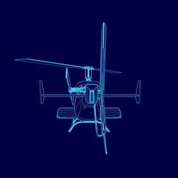 Blue helicopter with a propeller. Back view Illustrazione stock