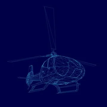 Blue helicopter is shown background. The image is a stylized drawing of a Stock Illustration