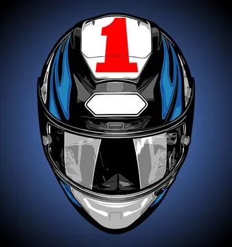Blue helmet with number one pattern Stock Illustration