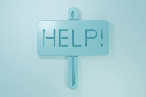 Blue Help icon isolated on blue background. Minimalism concept. 3D render i.. Illustrazione stock