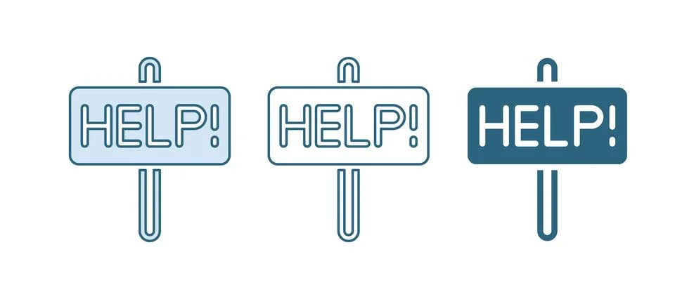 Blue Help icon isolated on white background.  Vector Stock Illustration