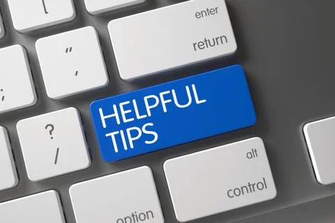 Blue Helpful Tips Keypad on Keyboard. 3D Stock Illustration
