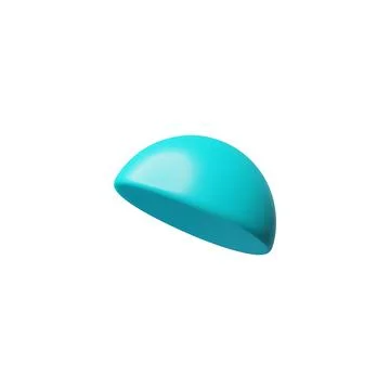 Blue hemisphere 3D model vector icon, geometric figure glossy metal surface Stock Illustration