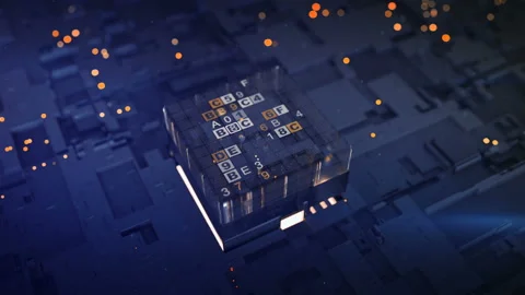 Blue HEX digital code is processing seamless loop 3D render animation Stock Footage 122305952