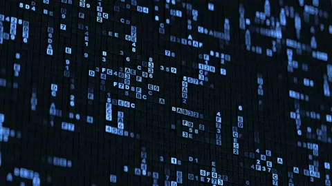 Blue hexadecimal big data digital code seamless loop 3D render animation Stock Footage 108667288