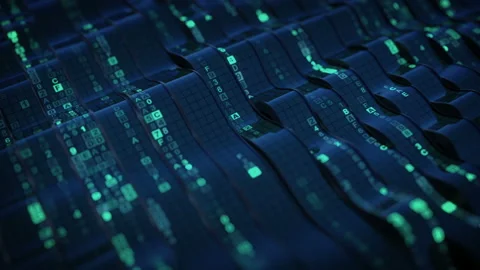 Blue hexadecimal big data digital code seamless loop 3D render animation Stock Footage 116861091