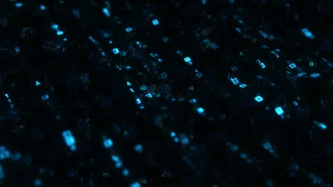 Blue hexadecimal digital code seamless loop 3D render animation Stock Footage 118353375