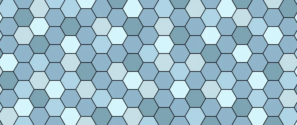 Blue hexagon abstract technology background with black line under hexagon. .. Stock Illustration