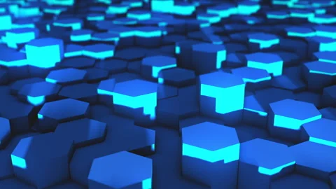 Blue Hexagon Background 3d animation Stock Footage 236719792