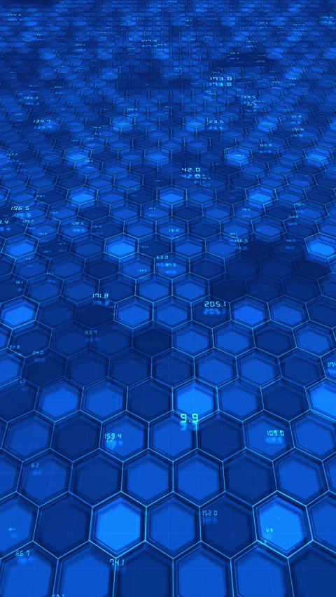 Blue Hexagon Big Data Analytics Technology Background Video stock 341379271