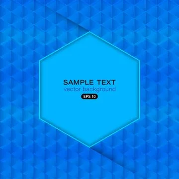 Blue hexagon frame on blue triangles background Stock Illustration