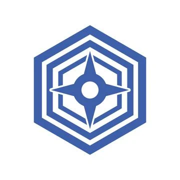 Blue Hexagon Geometric Compass Icon Stock Illustration