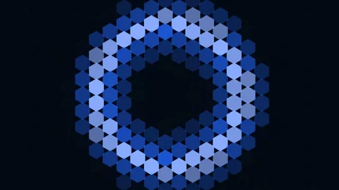 Blue Hexagon Grid Explode Center Burst Hex Background Loop Video stock 342609198