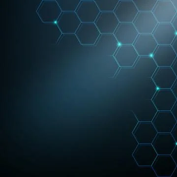 Blue hexagon lines background. Stock Illustration