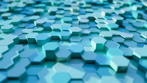 Blue hexagon modules in random waving motion Vidéo 154739951