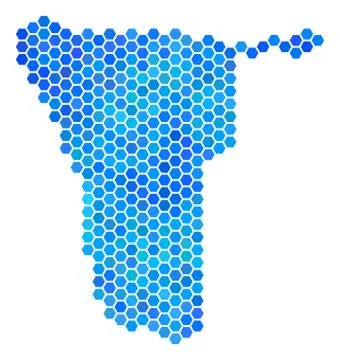 Blue Hexagon Namibia Map Illustrazione stock