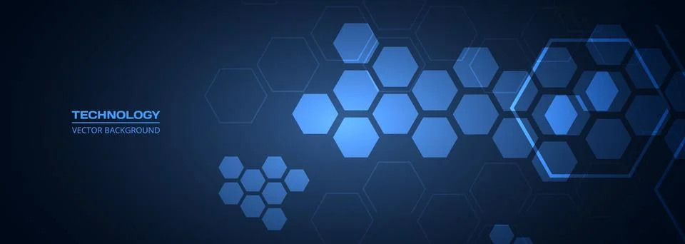 Blue hexagon network abstract background glowing edges create futuristic digital Stock Illustration