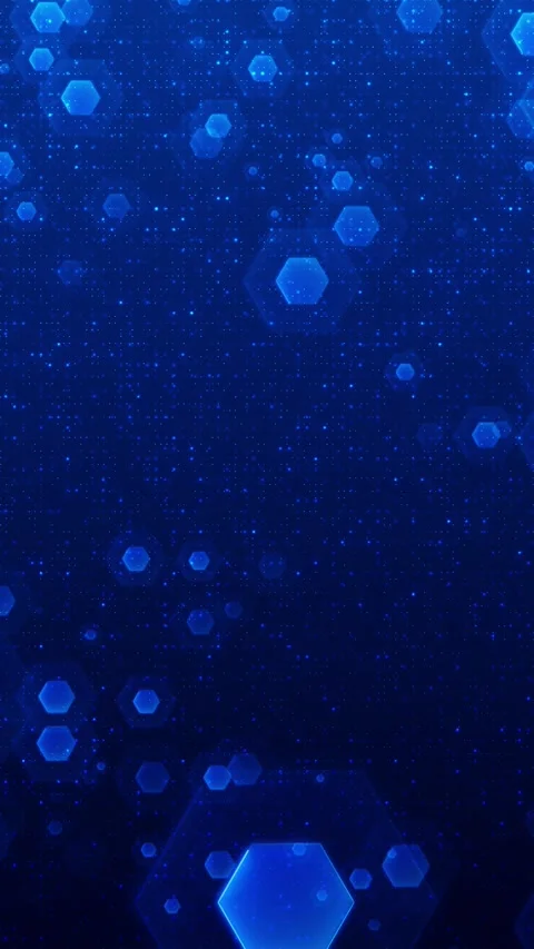 Blue hexagon particle technology dotted digital texture, glowing polygon shapes, Stock Footage 340574514